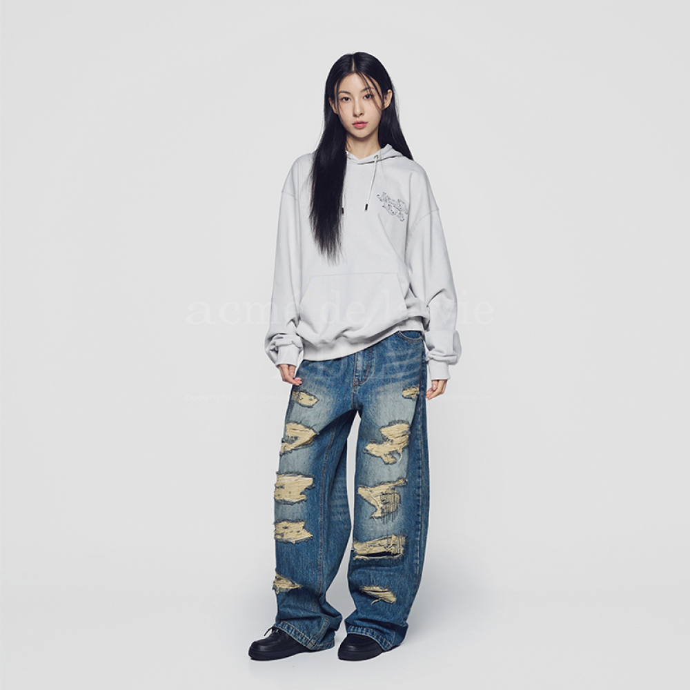 さらに100円引き◆ACME DE LA VIE◆BLUR SKETCH BEAR HOODIE acmé de la vie X HOSHI] BLUR SKETCH BEAR HOODIE GREY AU