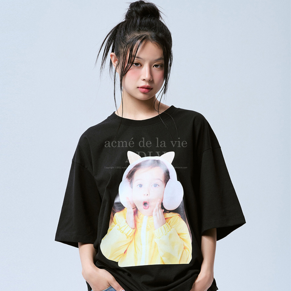 Tシャツ・カットソー ACME DE LA VIE BABY FACE CAT HUG GIRL SHORT SLEEVE 4BUK075 acme de la vie