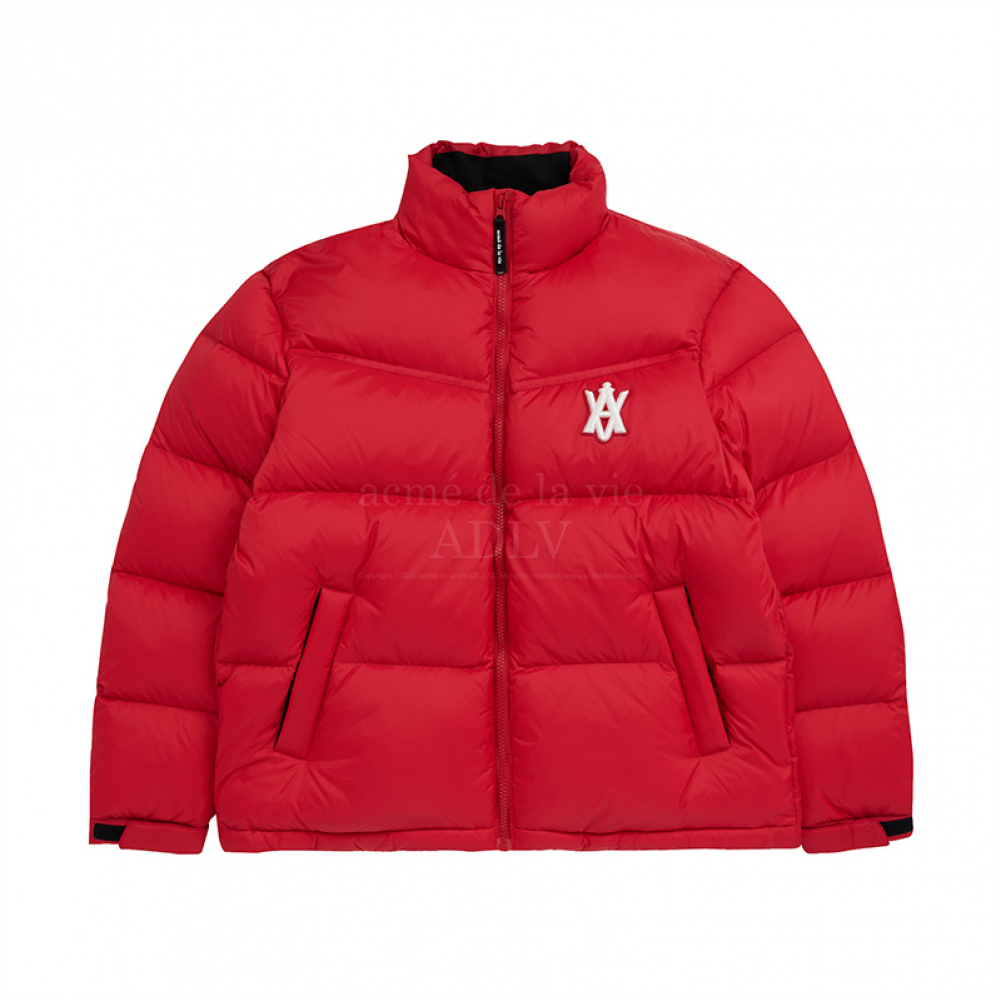 A LOGO EMBLEM PATCH SHORT PUFFER DOWN JACKET RED AU$469.00 | acmé