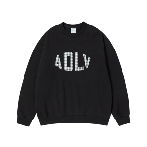 FABRIC APPLIQUE SWEATSHIRT BLACK