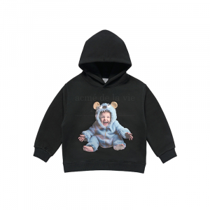 KIDS BABY FACE MONSTER BABY HOODIE BLACK