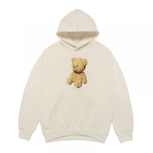 BLOCK BEAR HOODIE CREAM