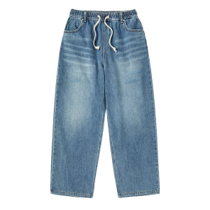 DESTROYED DENIM BANDING PANTS BLUE