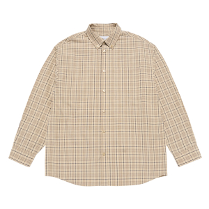 EMBO LOGO OVERSIZE CHECK SHIRTS BEIGE