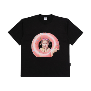 BABY FACE TUBE GIRL SLEEVE T-SHIRT BLACK