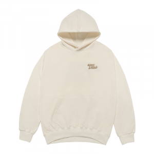 [acmé de la vie X HOSHI]  ROUND SCRIPT BOUCLE LOGO HOODIE CREAM