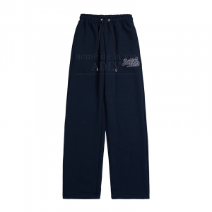 CURLY LOGO EMBOSS EMBROIDERY SWEAT PANTS NAVY