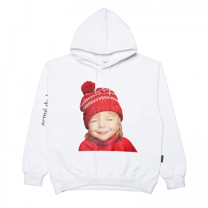 ADLV BABY FACE HOODIE WHITE RED KNITTING HAT