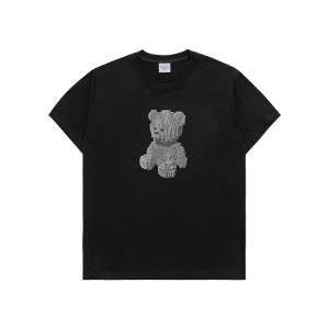 [acmé de la vie X HOSHI]  BLOCK BEAR SHORT SLEEVE T-SHIRT BLACK