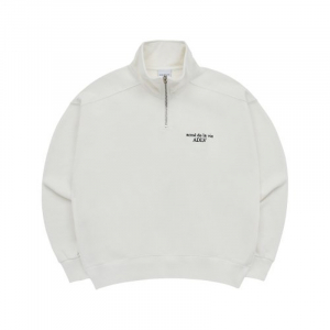 BASIC LOGO NEEDLEWORK PULLOVER SWEATSHIRT CREAM