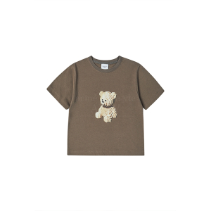 KIDS BLOCK BEAR SHORT SLEEVE T-SHIRT-COCOA