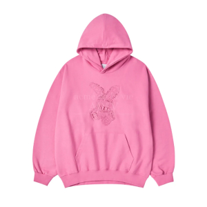 LETTERING RABBIT HOODIE DARK PINK