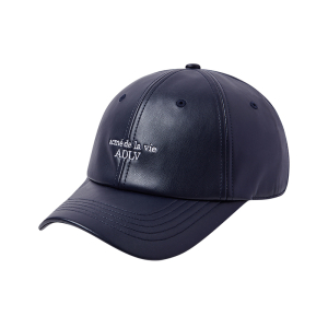 VEGAN LEATHER BALL CAP NVY