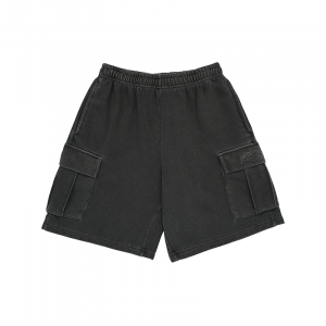 MIDDLE AGE LOGO PIGMENT WASHING CARGO SHORT PANTS CHARCOAL