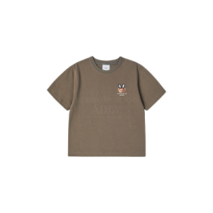 KIDS RABBIT BEAR DOLL LOGO SHORT SLEEVE T-SHIRT-COCOA