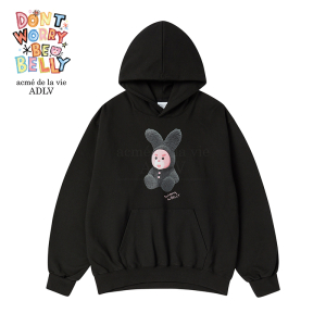 acmé de la vie X BELLYGOM RABBIT BELLY HOODIE BLACK