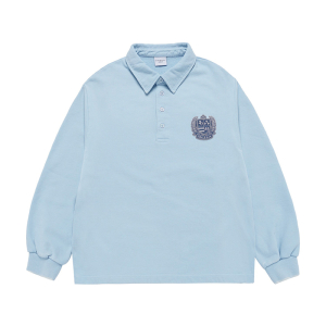 WASHING EMBO RUGBY SWEATSHIRT SKYBLUE