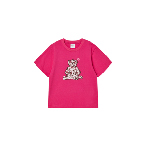KIDS STAR BEAR SHORT SLEEVE T-SHIRT HOT PINK