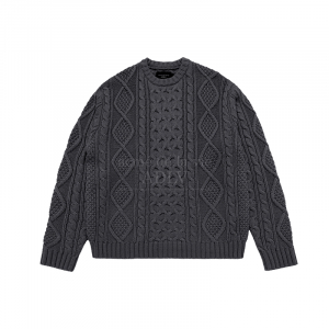 [acmé de la vie X HOSHI] LOW GAUGE CABLE KNIT CHARCOAL