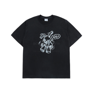 HANDSKETCH RABBIT SHORT SLEEVE T-SHIRT BLACK