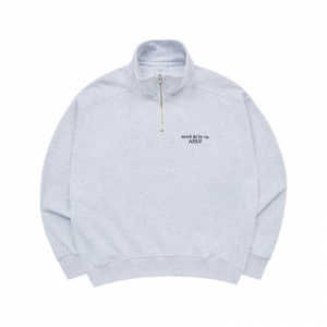 BASIC LOGO NEEDLEWORK PULLOVER SWEATSHIRT MELANGE