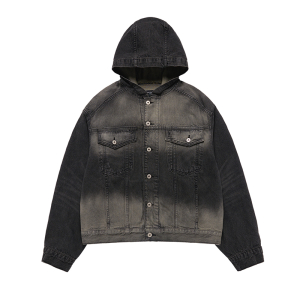 OVERSIZE DENIM HOODIE TRACKER BLACK