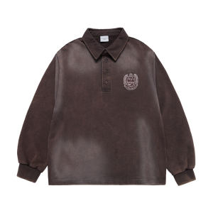 WASHING EMBO RUGBY SWEATSHIRT BROWN