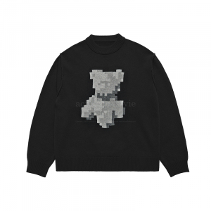 PIXEL BEAR ARTWORK KNIT BLACK