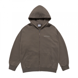 BASIC BIO WASHING HOODIE ZIP UP COCOA