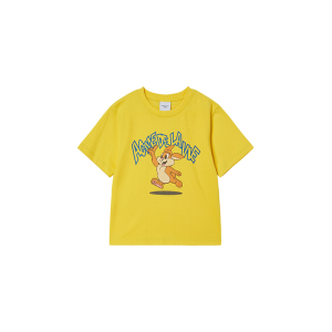 KIDS CARTOON CHINCHILLA SHORT SLEEVE T-SHIRT YELLOW