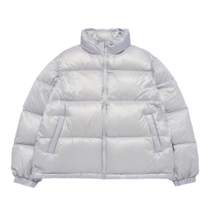 BASIC LOGO OVERSIZE SHORT DUCK DOWN JACKET SILVER GREY