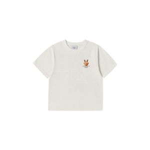 KIDS RABBIT BEAR DOLL LOGO SHORT SLEEVE T-SHIRT-CREAM