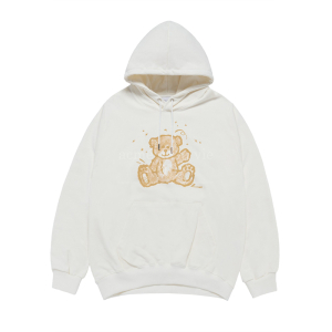 HAND SKETCH BEAR HOODIE CREAM