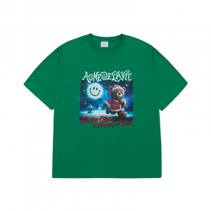 RUNNING SANTA BEAR SHORT SLEEVE T-SHIRT GREEN