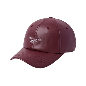 VEGAN LEATHER BALL CAP WINE