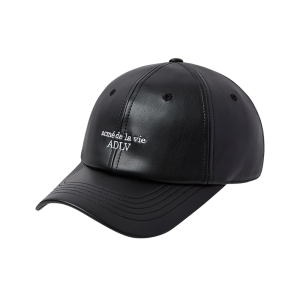 VEGAN LEATHER BALL CAP BLACK