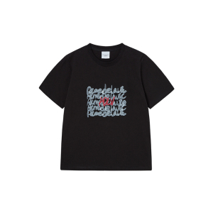 OIL PAINTING GRAPHIC WOMAN SHORT SLEEVE T-SHIRT BLACK