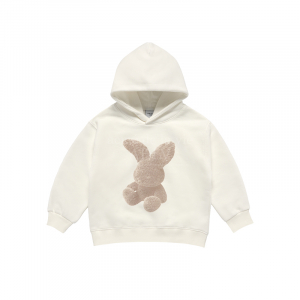 KIDS FUZZY RABBIT HOODIE CREAM