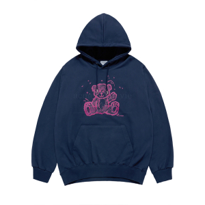 HAND SKETCH BEAR HOODIE NAVY