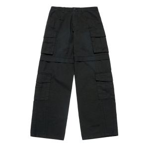 DAMAGE WASHED WIDE CARGO PANTS BLACK