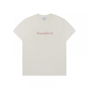 CHAIN EMBOSSING SCRIPT PRINTING SHORT SLEEVE T-SHIRT CREAM