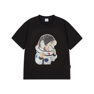BABY FACE SPACE SUIT BOY SLEEVE T-SHIRT BLACK