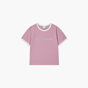KIDS SNAKE INITIAL RINGER SHORT SLEEVE T-SHIRT LIGHT PINK