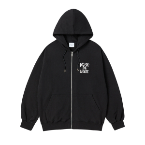 INK STAMP LOGO HOOD ZIP UP BLACK