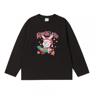 SANTA RABBIT PRESENT LONG SLEEVE T-SHIRT BLACK