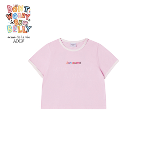 acmé de la vie X BELLYGOM BELLY COLLAGE LOGO CROP SHORT SLEEVE T-SHIRT LIGHT PINK