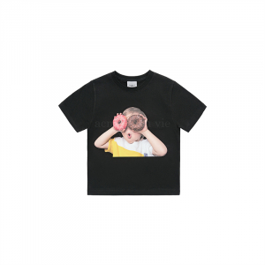 KIDS BABY FACE DONUT 1 SHORT SLEEVE T-SHIRT BLACK