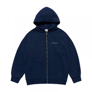 BASIC BIO WASHING HOODIE ZIP UP NAVY