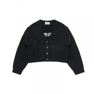 BASIC LOGO CROP CARDIGAN BLACK