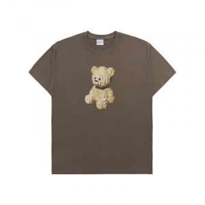 [acmé de la vie X HOSHI]  BLOCK BEAR SHORT SLEEVE T-SHIRT COCOA